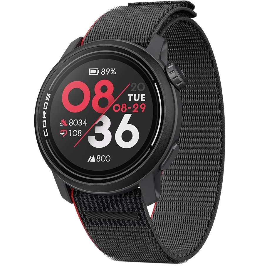 Smartwatch with a black strap on a white background