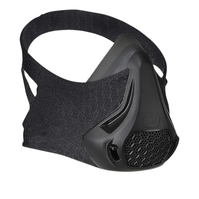 Black athletic mask on a white background