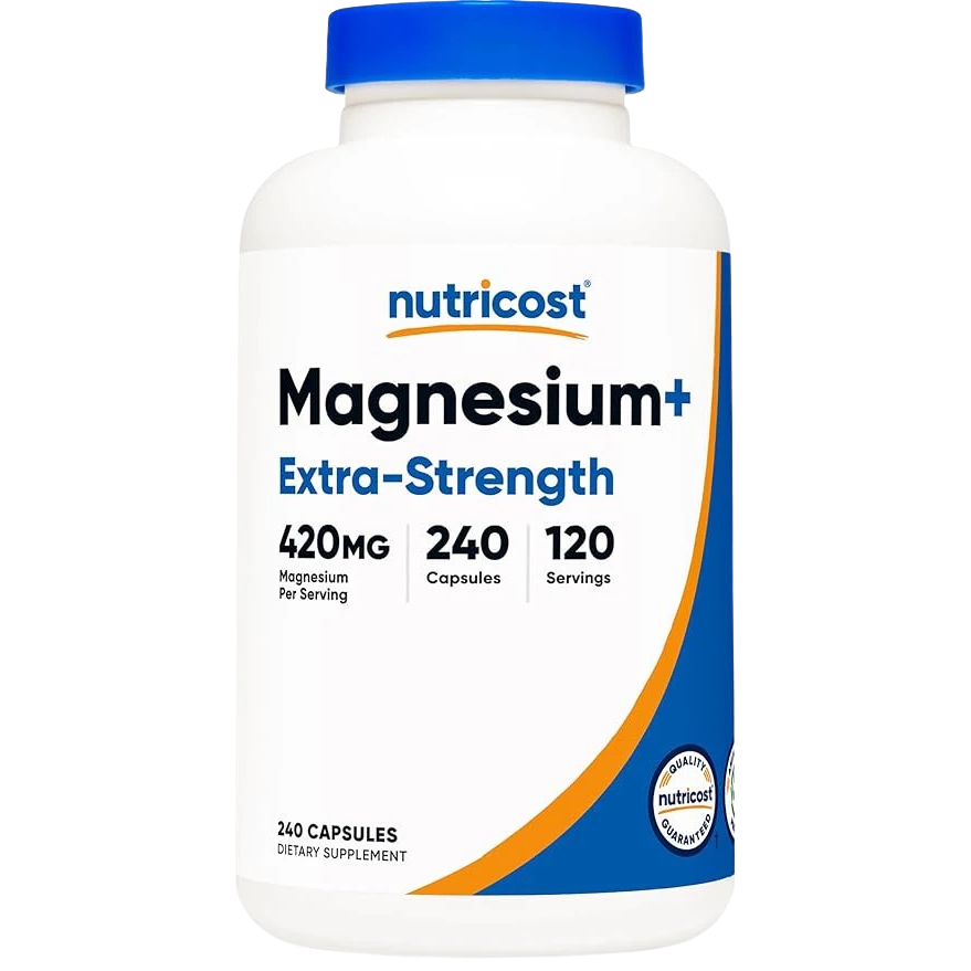 Nutricost Magnesium Extra-Strength supplement bottle on a white background