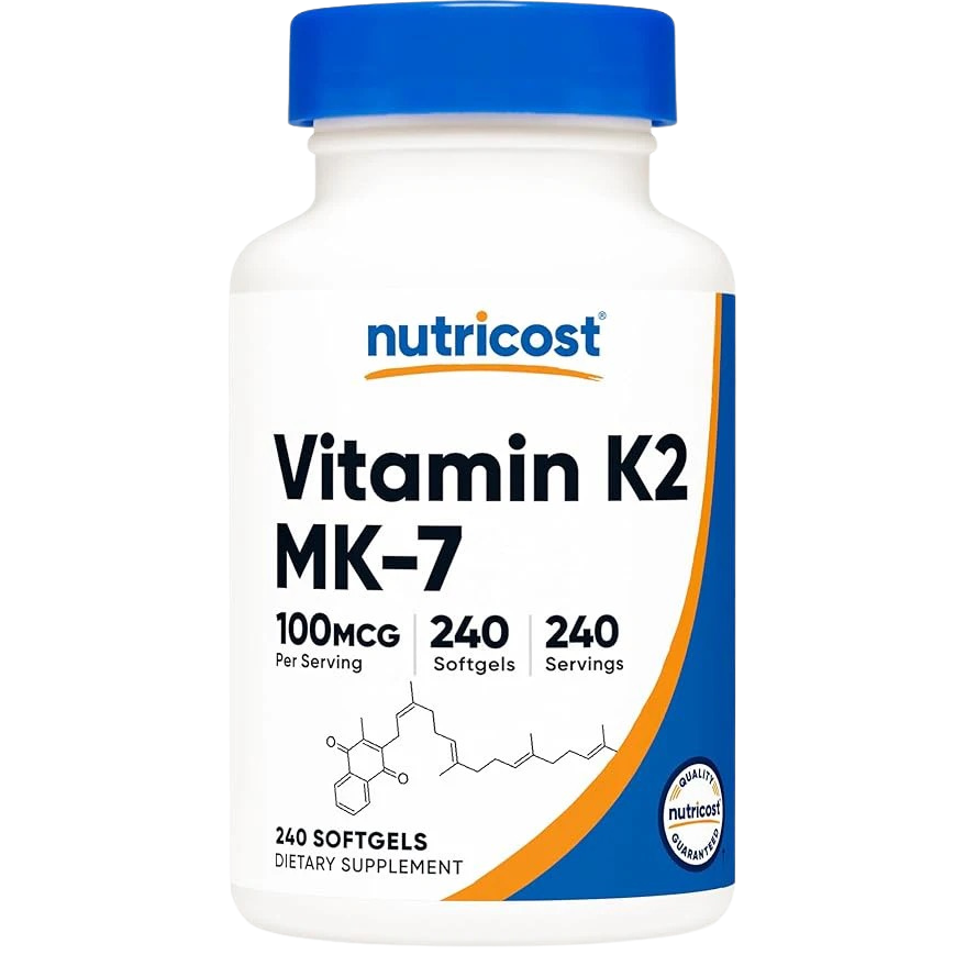 Nutricost Vitamin K2 MK-7 supplement bottle on a white background