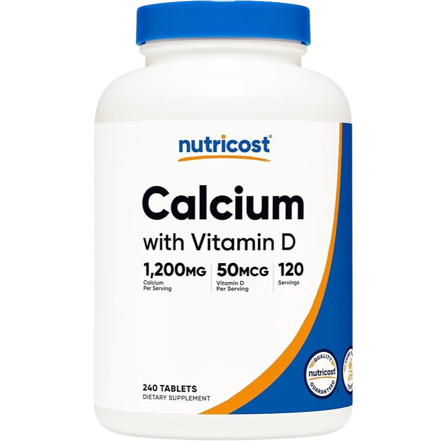 Nutricost Calcium with Vitamin D supplement bottle on a white background